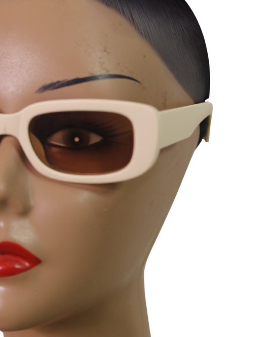 Effortless Chic: Retro-Inspired Rectangular Sunglasses in Cream