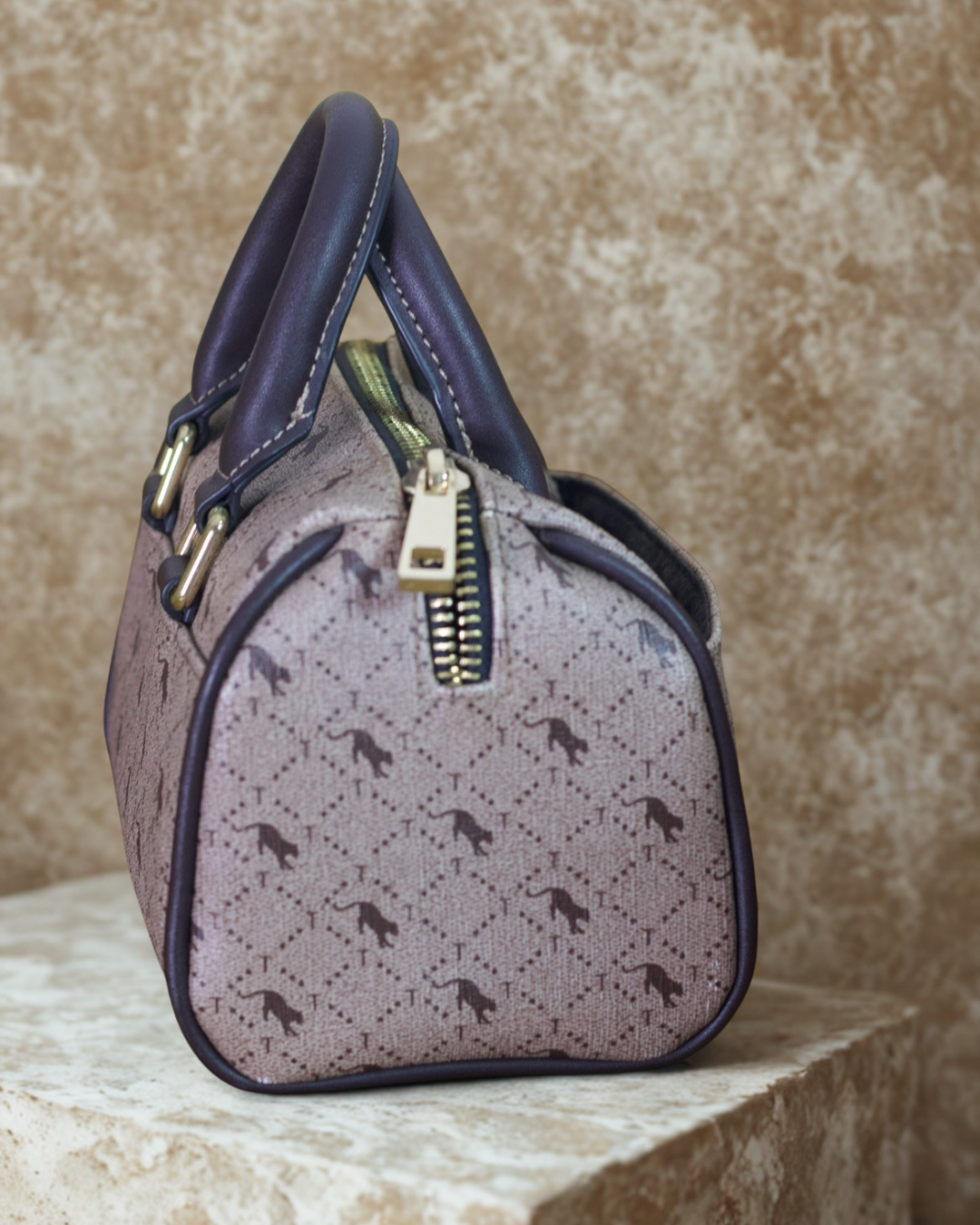 Signature Mini Bowler Bag – Plum Monogram (THRIFT)