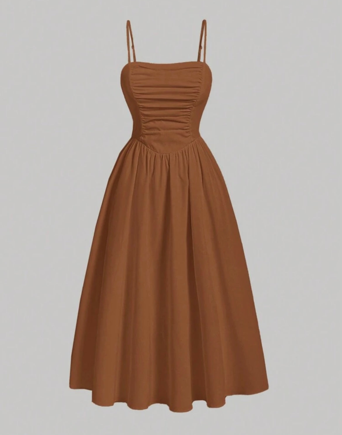 ELEGANT BROWN MIDI DRESS (SHEIN)