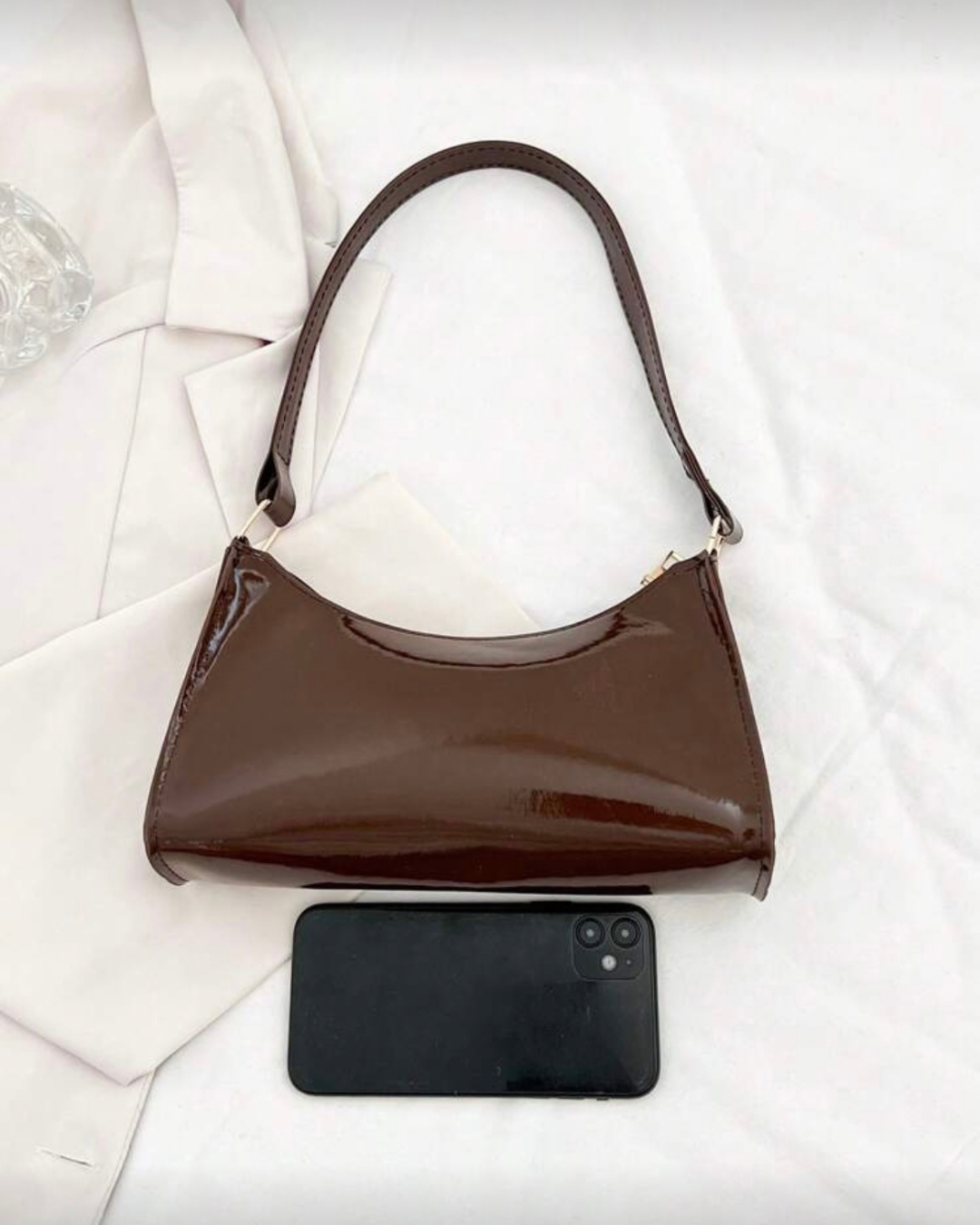 Glossy Chocolate Mini Shoulder Bag