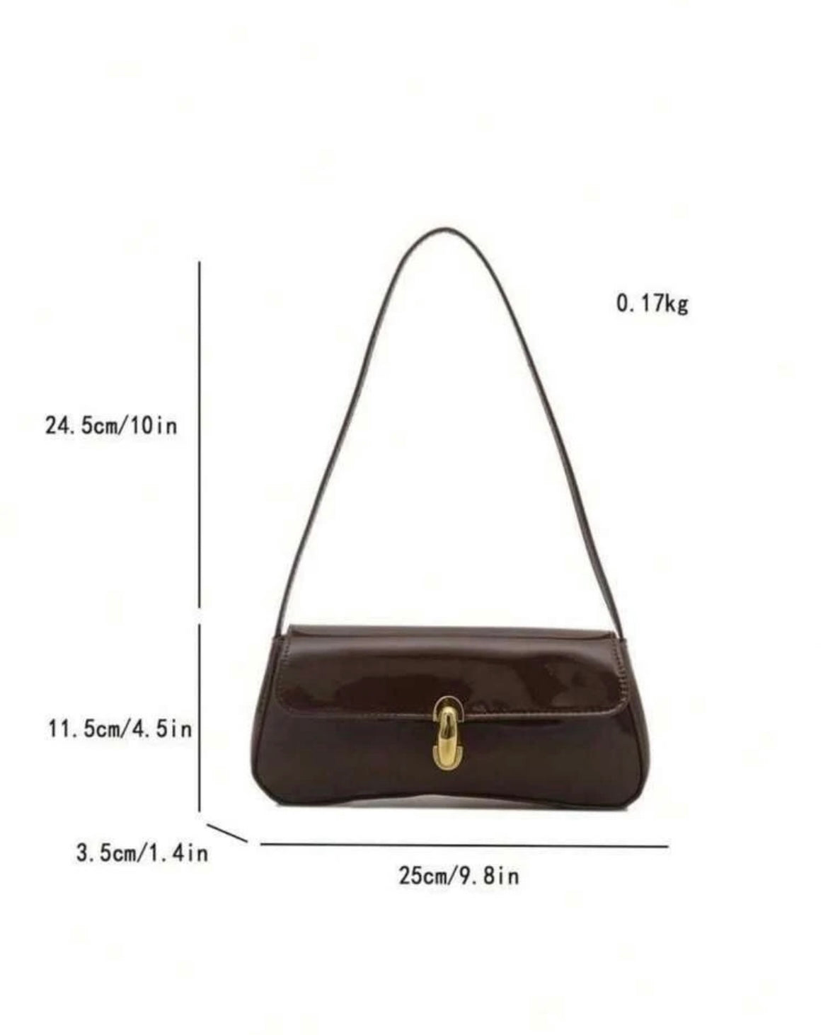 90s Vintage Patent Leather Baguette Shoulder Bag