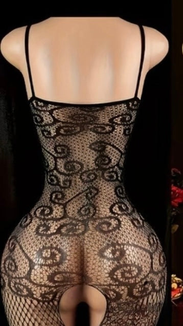 Midnight Vixen Open-Front Bodystocking