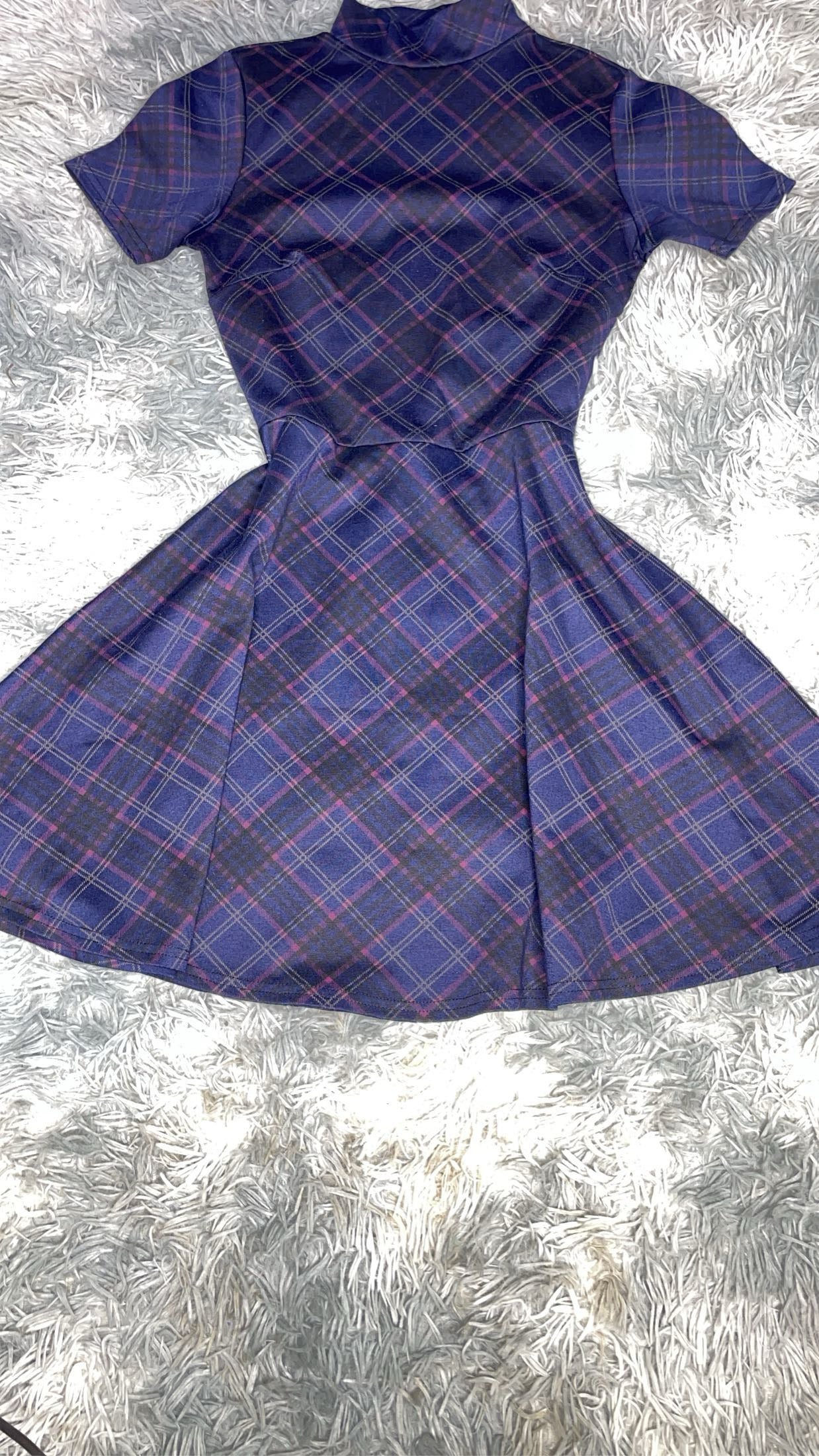 PLAID MIMI SKATER DRESS WITH MOCK NECK (PRETTYLITTLETHING)