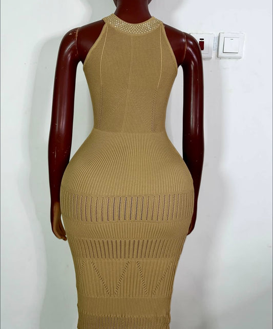 Sahara Sculpt Ribbed Knit Midi Dress