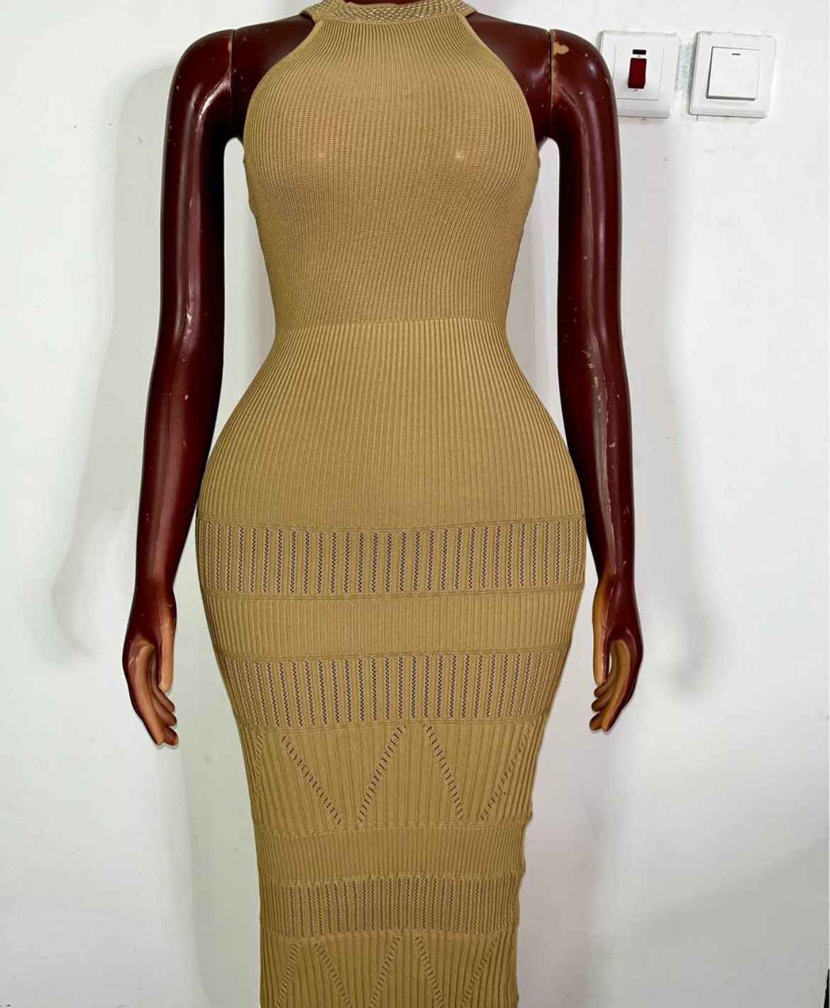 Sahara Sculpt Ribbed Knit Midi Dress