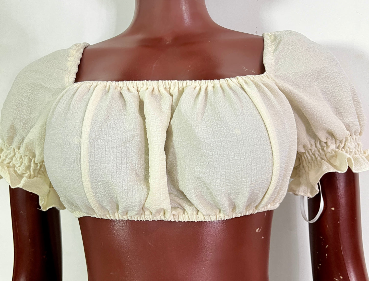Chic Off-White Peasant Crop Top