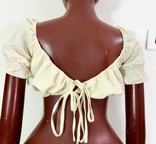 Chic Off-White Peasant Crop Top