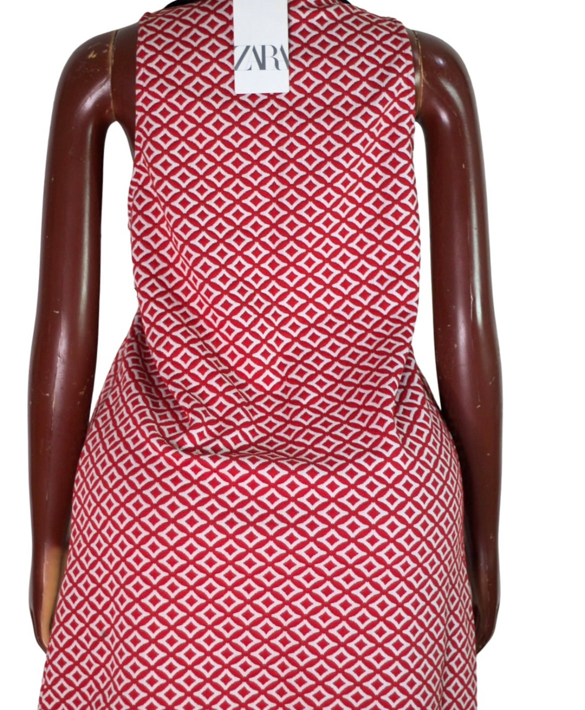 Zara Red & White Geometric Knit Dress