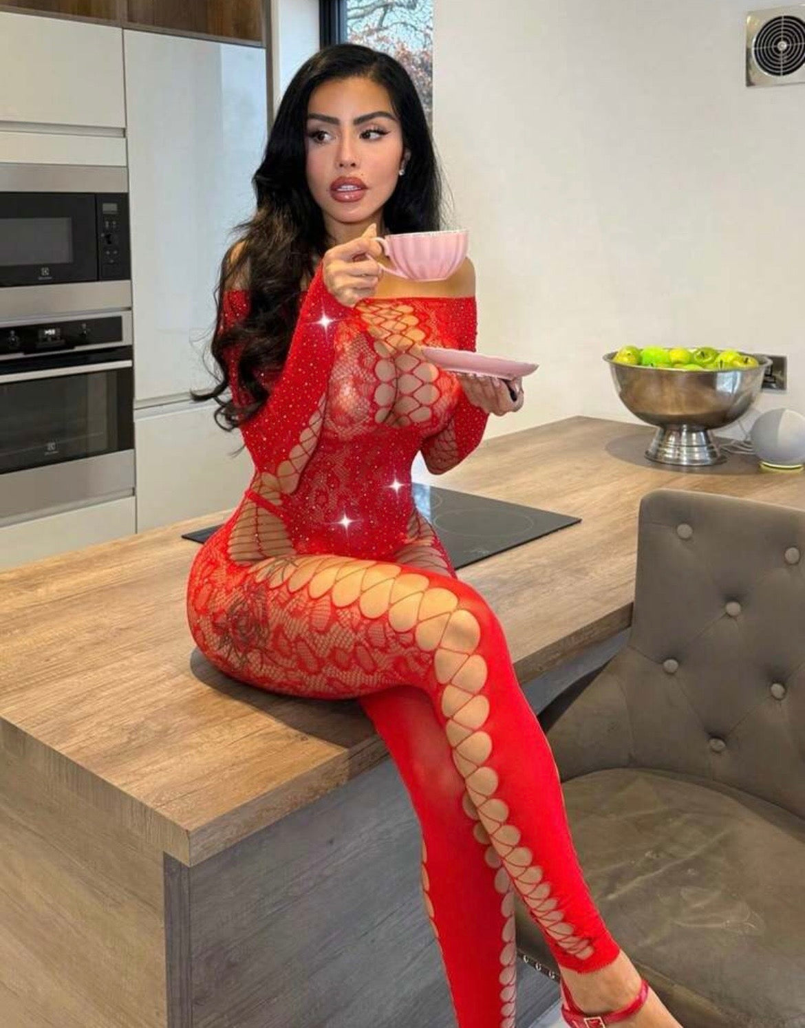 The Rinna Rhinestone Fishnet Bodystocking