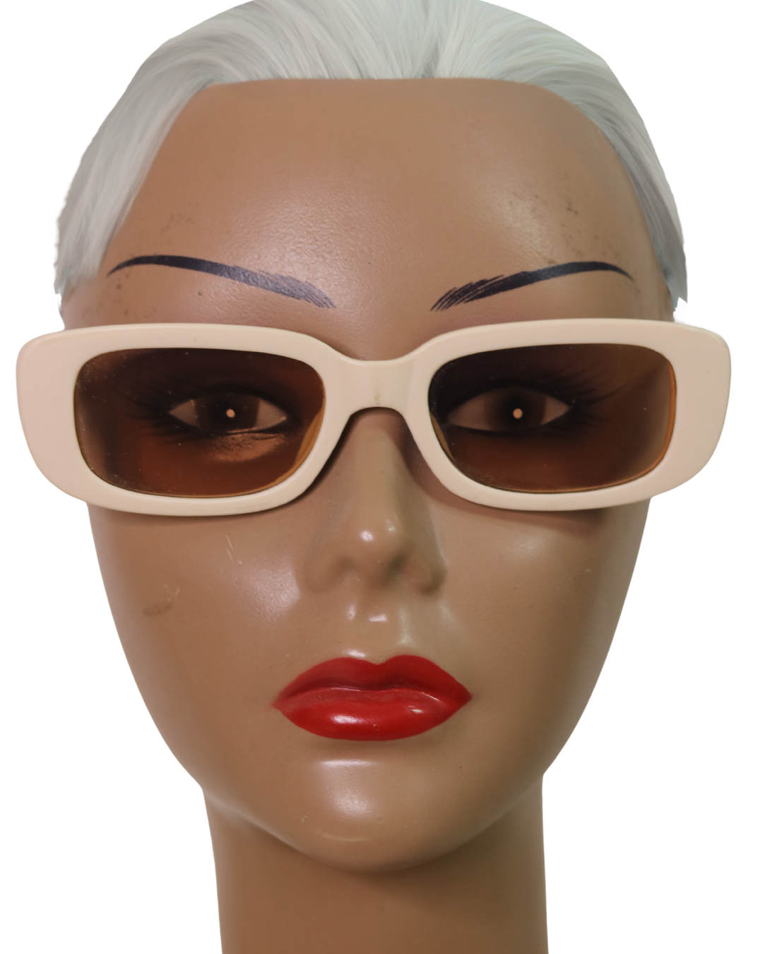 Effortless Chic: Retro-Inspired Rectangular Sunglasses in Cream