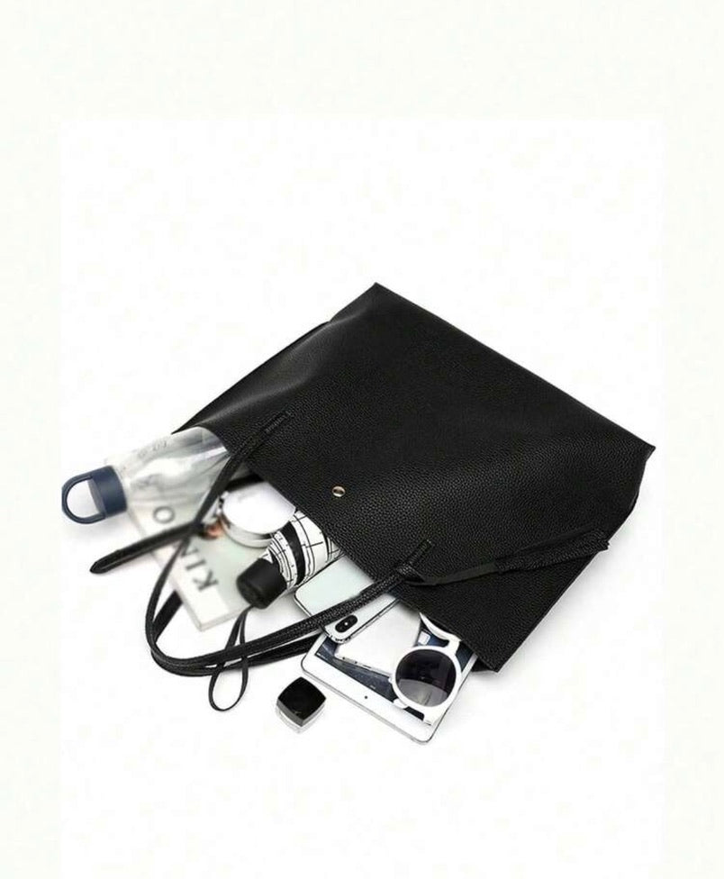 Classic Pebbled Faux-Leather Everyday Tote Bag with Tassel Accent