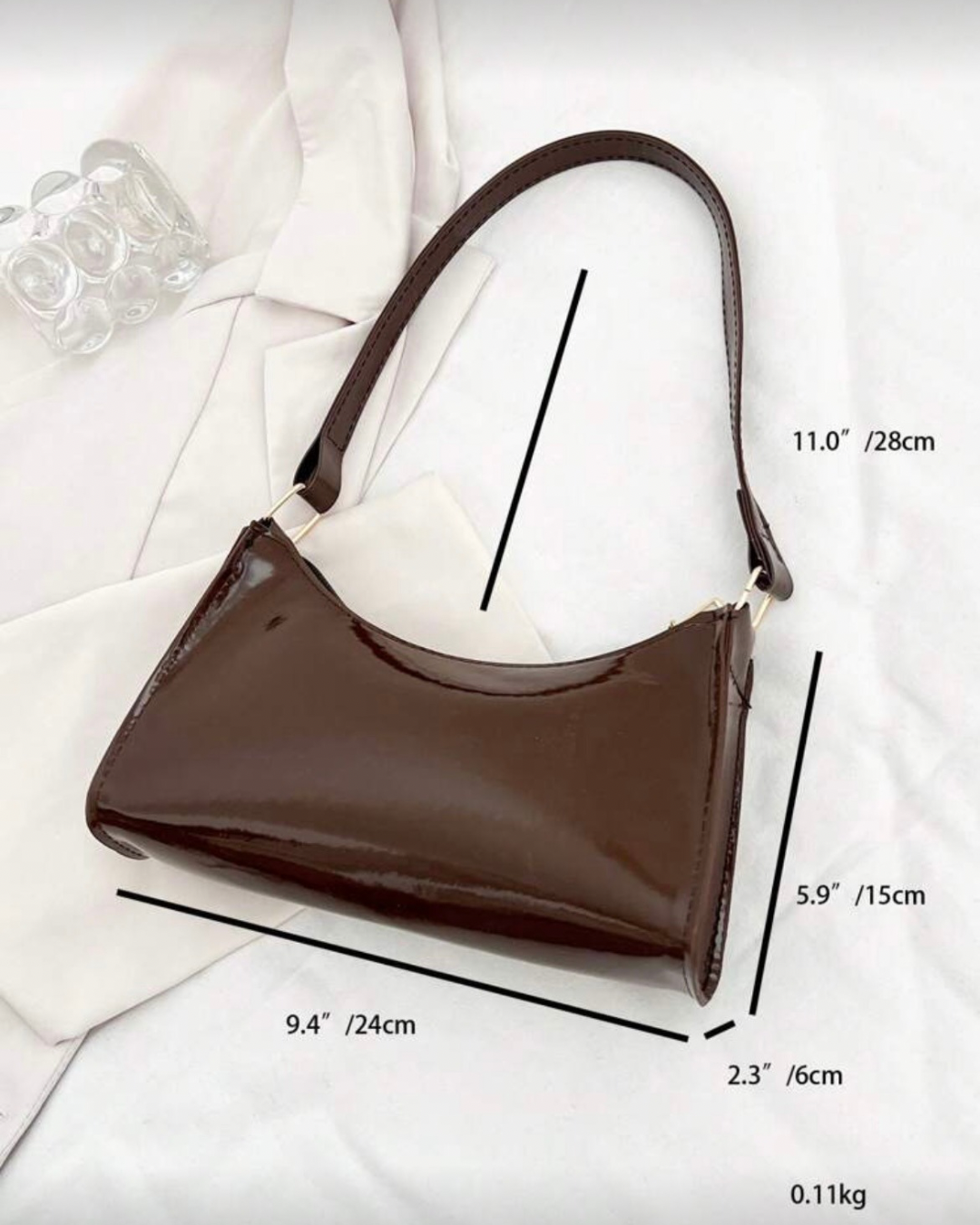 Glossy Chocolate Mini Shoulder Bag