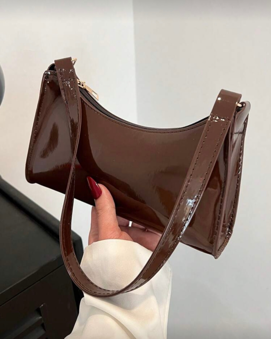 Glossy Chocolate Mini Shoulder Bag