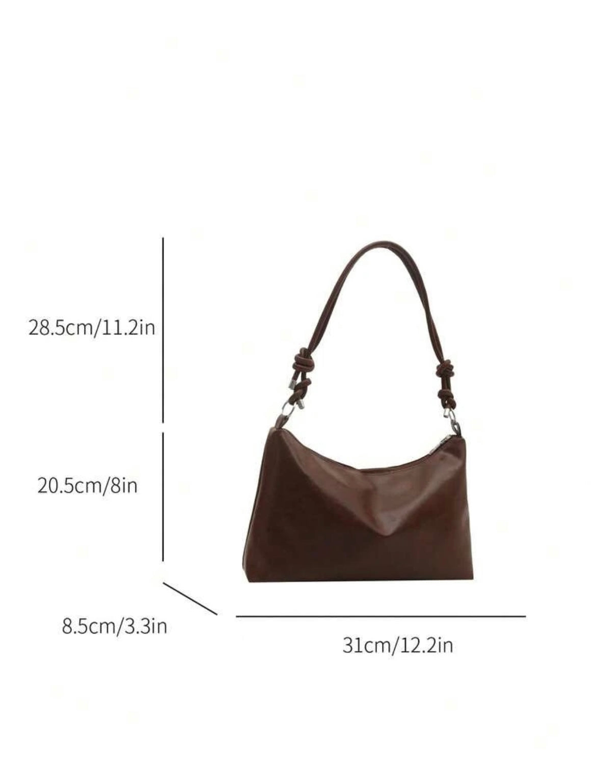 Retro Slouchy Brown Shoulder Bag with Knotted Straps