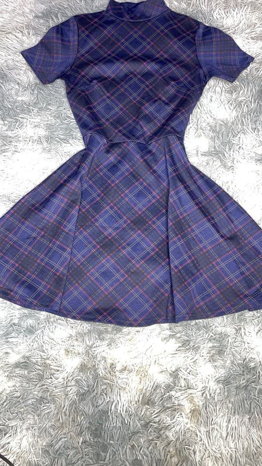 PLAID MIMI SKATER DRESS WITH MOCK NECK (PRETTYLITTLETHING)