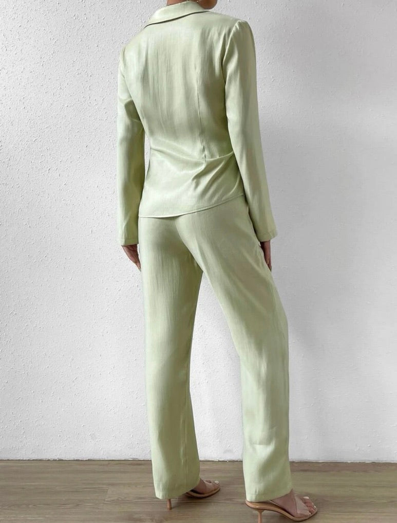 Satin Wrap Top & Trousers Co-ord Set