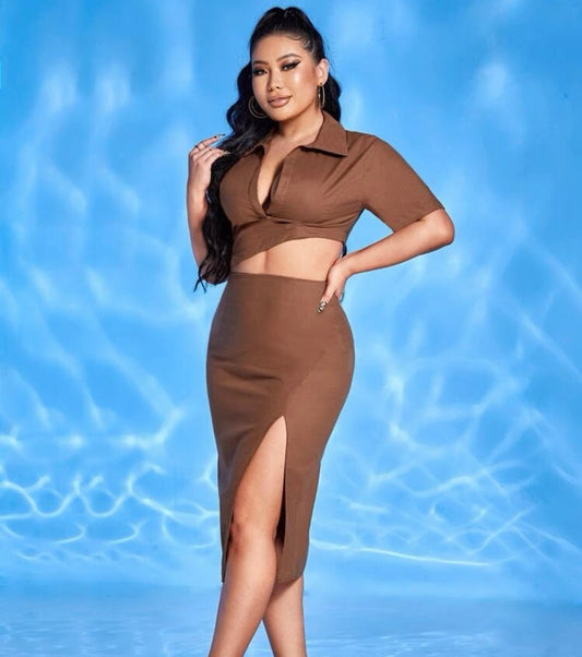 Chocolate Brown Two-Piece Co-Ord Set