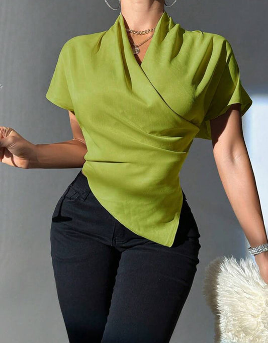 STYLISH GREEN WRAP BLOUSE (SHEIN)