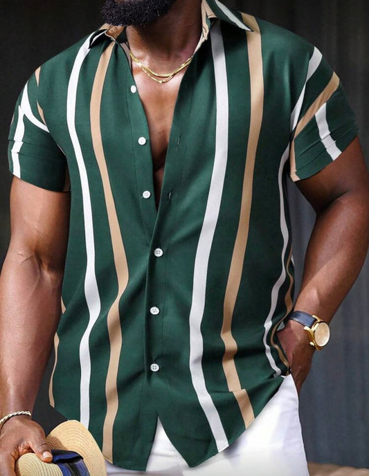 SHEIN Men’s Vertical Striped Short Sleeve Shirt