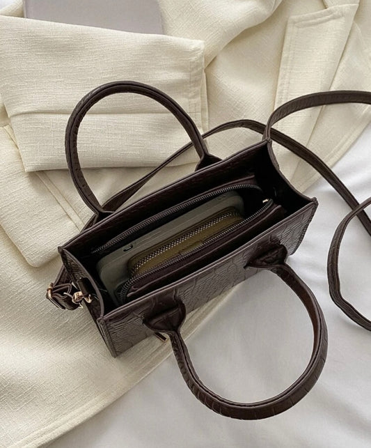 SHEIN Mini Croc-Embossed Structured Handbag