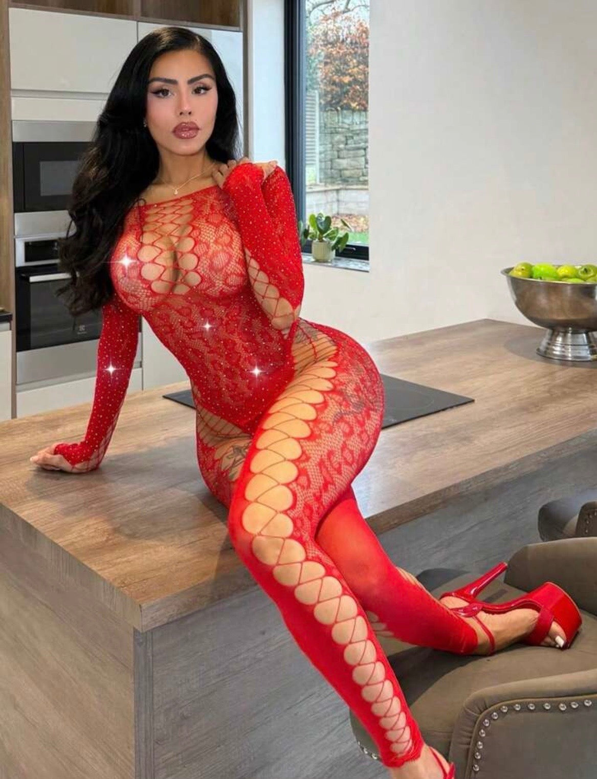 The Rinna Rhinestone Fishnet Bodystocking
