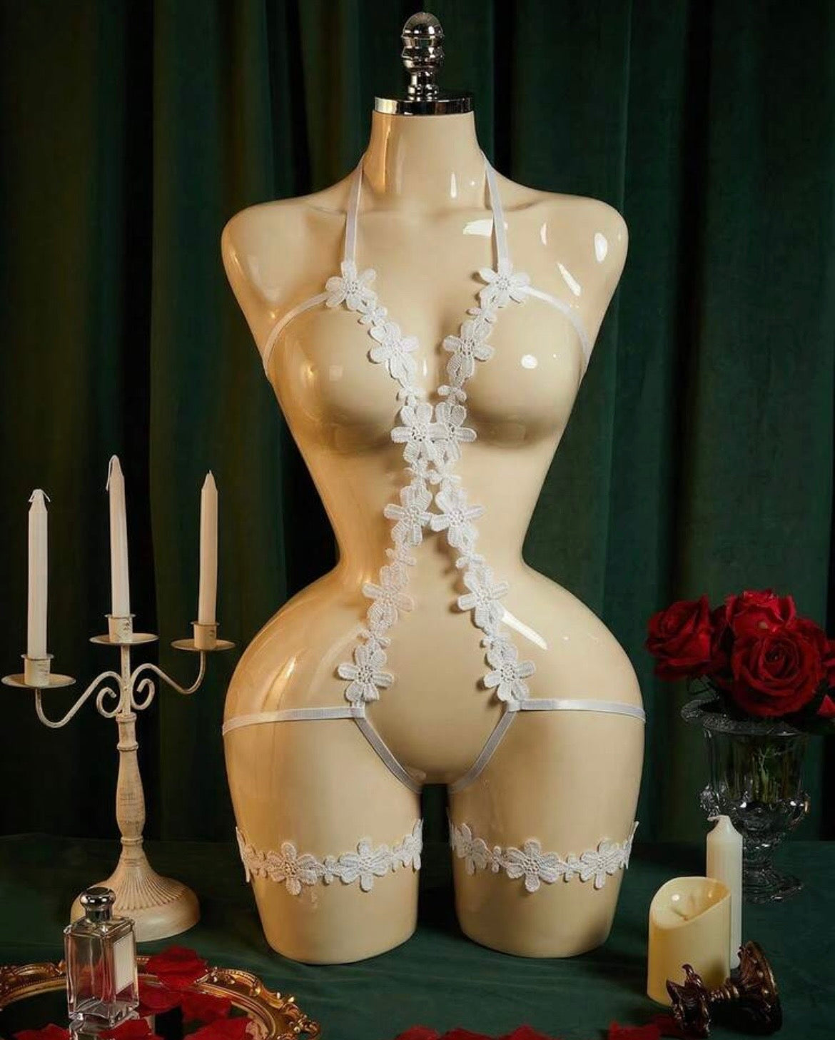 The Luann Floral Appliqué Teddy Set