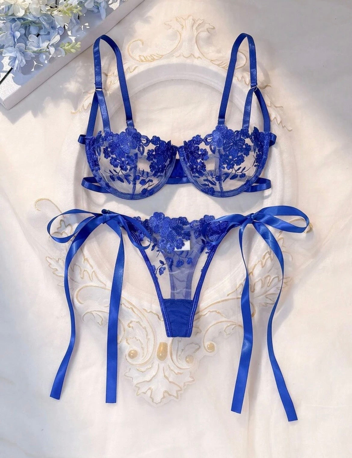 The Garcelle Embroidered Lace Lingerie Set