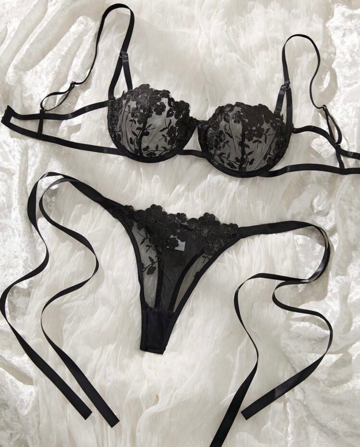 The Porsha Embroidered Lace Lingerie Set