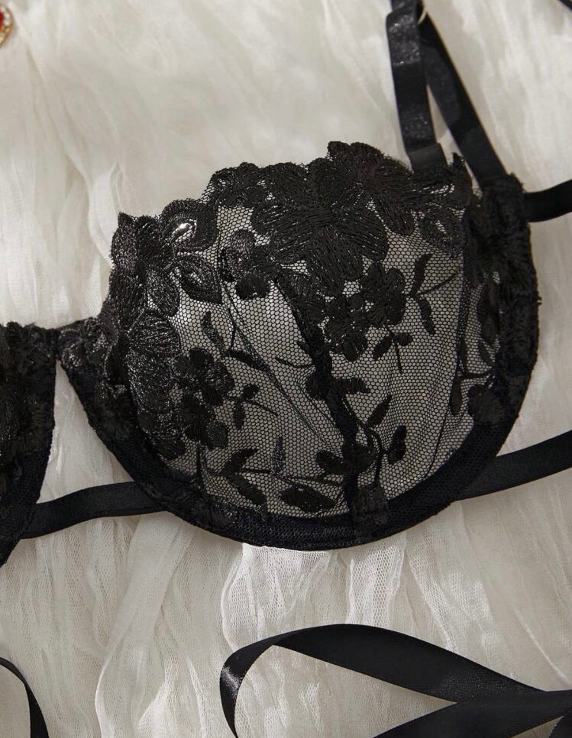 The Porsha Embroidered Lace Lingerie Set
