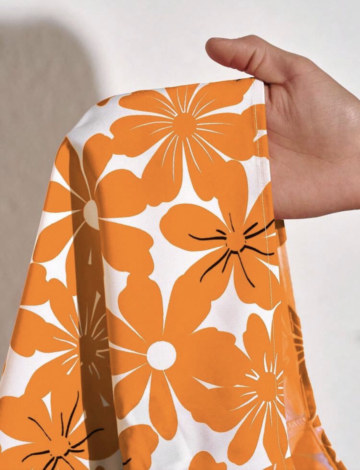 Ama Orange Floral Two-Piece Shorts Set