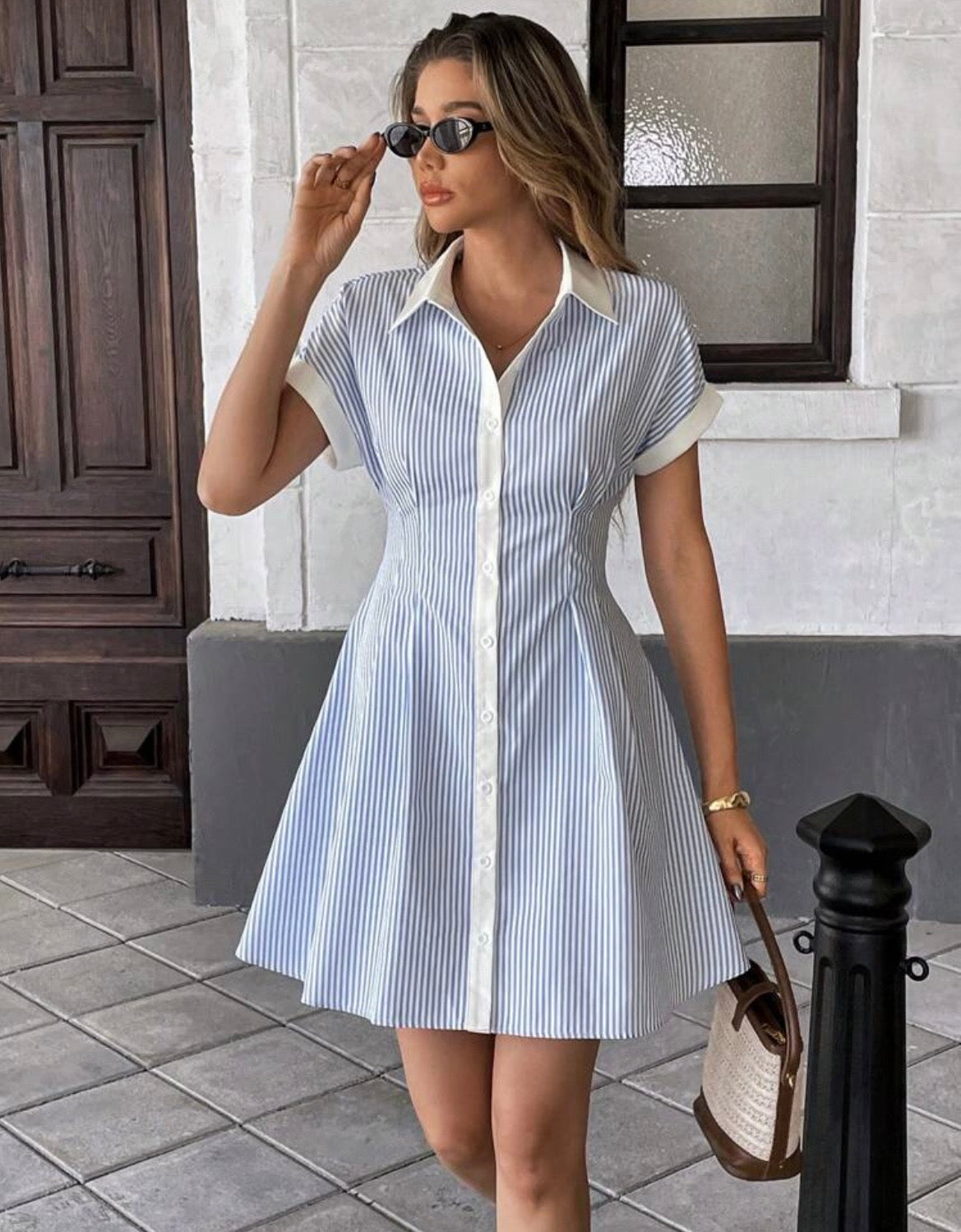 Coastal Chic Striped Mini Shirtdress