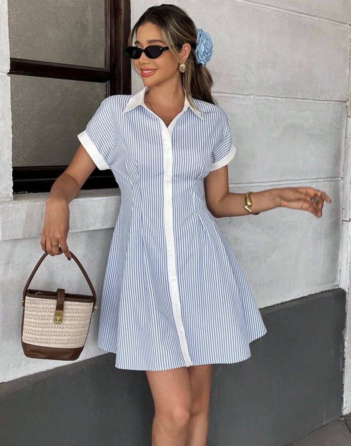 Coastal Chic Striped Mini Shirtdress