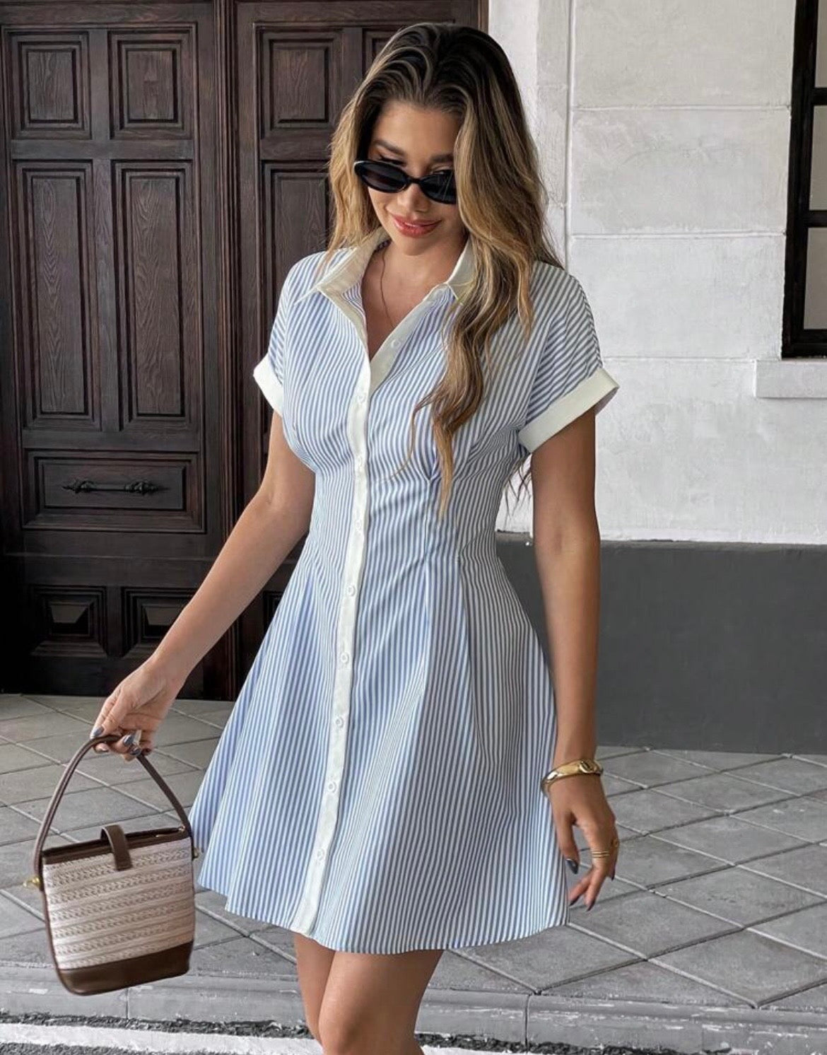 Coastal Chic Striped Mini Shirtdress