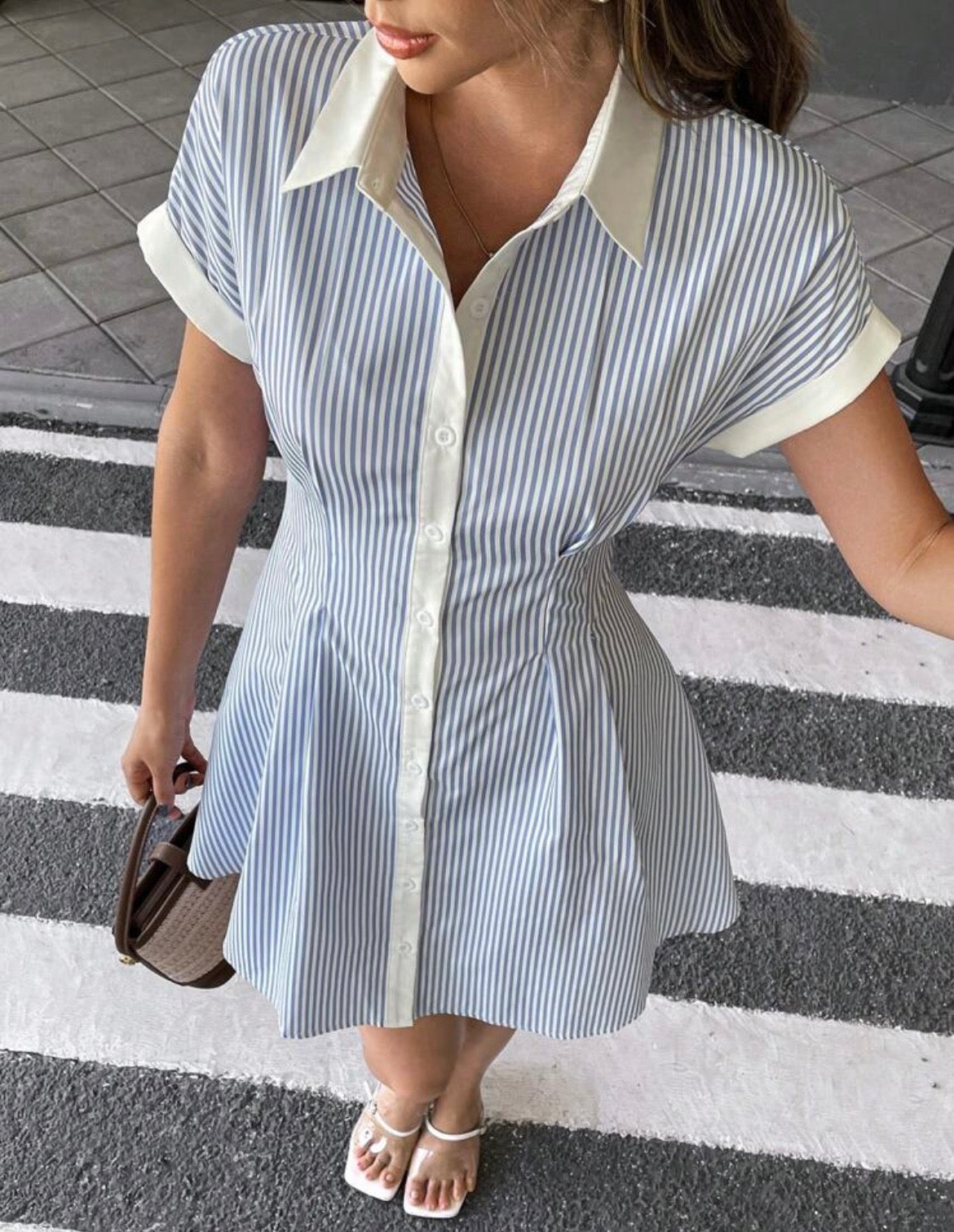 Coastal Chic Striped Mini Shirtdress