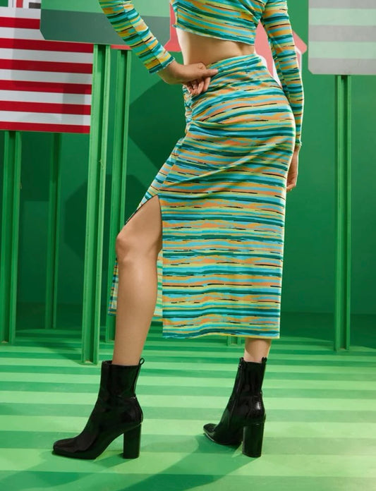 Striped Midi Skirt